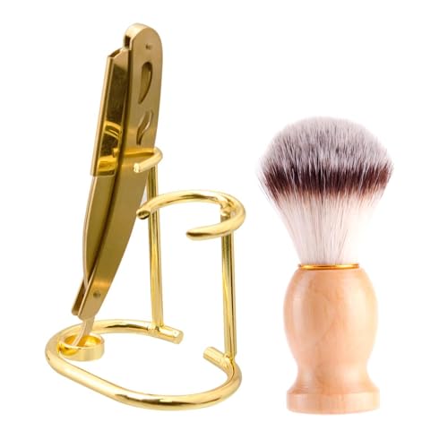 predolo Männer-Rasierset, Rasierreinigungswerkzeug, hochwertige Borsten, Rasierpinselständer für Hochzeiten, Feiern, Präsent, Gold von predolo