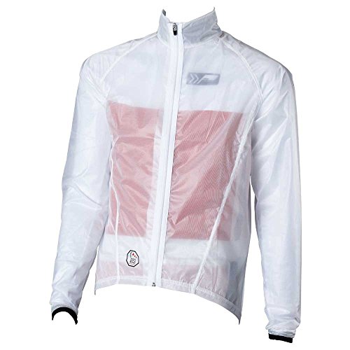 PROLOG Herren Fahrrad Regenjacke Extrem Dünn, Wasserdicht, Atmungsaktiv - Transparent Weiß Größe XXL von prolog cycling wear