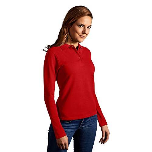 Heavy Langarm-Poloshirt Damen, Rot, L von Promodoro