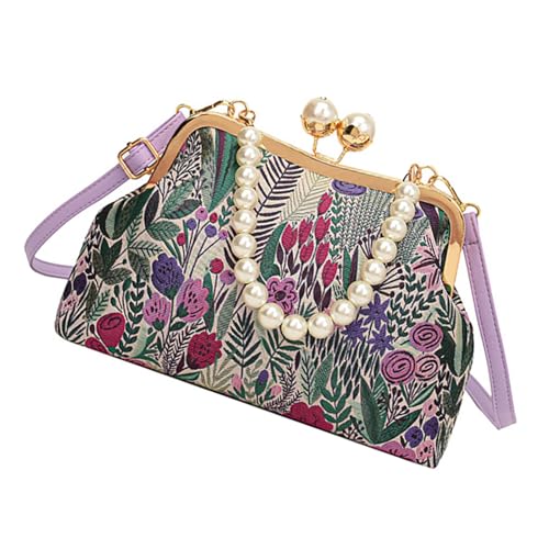 Damen Abendtasche Vintage Stile Stickerei Blume Handtasche Perlen Kette Crossbody Taschen Schulter Geldbörse für Partys Mode Geldbörse, a, One Size Damen Abendtasche Vintage Stile Stickerei Blume Handtasche Perlen Kette Crossbody Taschen Schulter Geldbörse für Partys Mode Geldbörse, a, One Size von pumpumlia