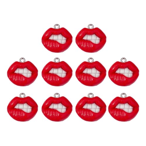 pumpumlia 10 x Mädchen-Anhänger mit rotem Mund und Lippe, Kunstharz, zur Schmuckherstellung, flache Rückseite, Ohrringe, Halskette, Schlüsselanhänger pumpumlia 10 x Mädchen-Anhänger mit rotem Mund und Lippe, Kunstharz, zur Schmuckherstellung, flache Rückseite, Ohrringe, Halskette, Schlüsselanhänger von pumpumlia