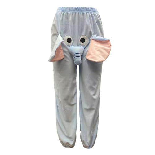 Lustige Elefantenhose | Flanell Elefant Pyjamahose mit langer Nase und großen Ohren | Warmer Pyjama mit Cartoon Elefant Motiv für Damen und Herren | Niedlicher Elefanten Pyjama, Geschenke für Paare von puzzlegame