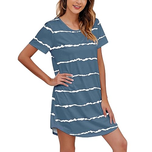 Damen Nachthemd Kurzarm Baumwolle Modal Sleepshirt Bigshirt - Nightwear von pvucpot