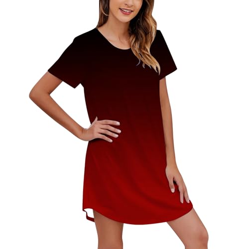 Damen Nachthemd Kurzarm Baumwolle Modal Sleepshirt Bigshirt - Nightwear von pvucpot