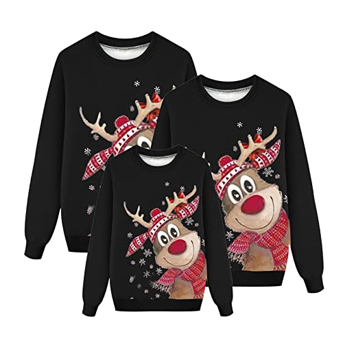 Familien Weihnachtspullover Set,Family Christmas Sweatshirt Fun Rentier Weihnachtspulli Weihnachten Pulli Pullover für Damen Herren Kinder Weihnachtspullover Familie Set Lustig Kinder von pvucpot