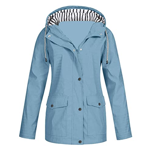 Regenjacke Damen Leicht Janker Damen Frauen Casual Jacke Outdoor Plus Size Kapuze Winddicht Wasserdicht Taschen Kordelzug Langärmliger Mantel Regenfeste Schuhe Regenkleidung Kinder Set Wasserdicht von pvucpot