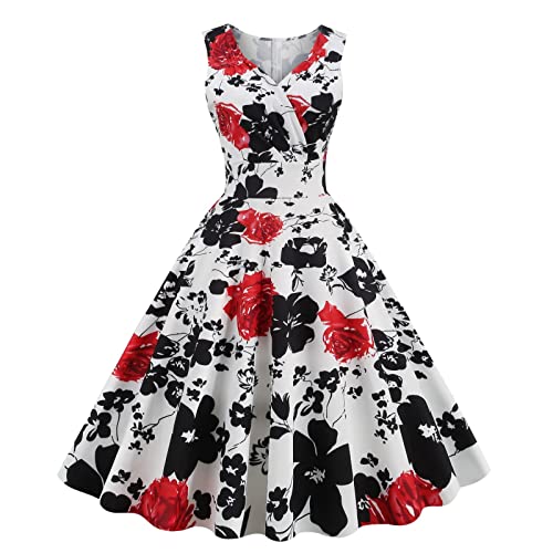 pvucpot Damen 50er Jahre Kleid Vintage Cocktailkleid Neckholder 1950er Rockabilly Petticoat Kleid pvucpot Damen 50er Jahre Kleid Vintage Cocktailkleid Neckholder 1950er Rockabilly Petticoat Kleid von pvucpot