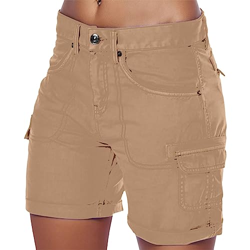 pvucpot Damen Cargo Shorts Militär Kurze Hosen Multi Taschen Hoch Tailliert Freizeithose Outdoorhose Arbeitshose Bermuda Shorts Outdoor Wandern Shorts von pvucpot