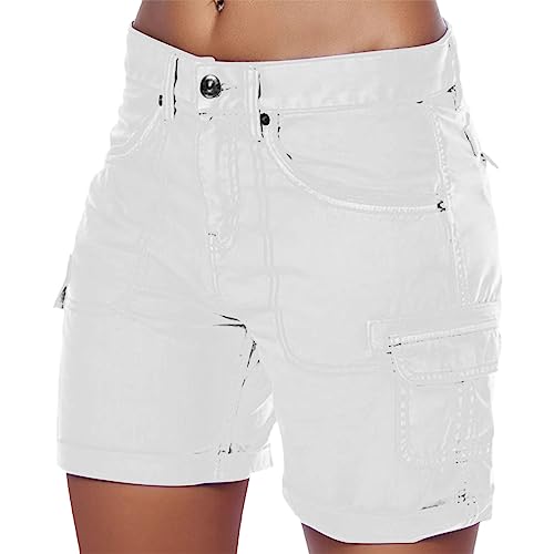 pvucpot Damen Cargo Shorts Militär Kurze Hosen Multi Taschen Hoch Tailliert Freizeithose Outdoorhose Arbeitshose Bermuda Shorts Outdoor Wandern Shorts von pvucpot