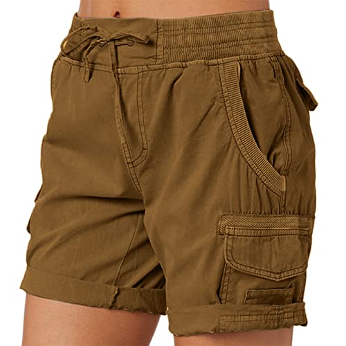 pvucpot Damen Cargo Shorts Militär Kurze Hosen Multi Taschen Hoch Tailliert Freizeithose Outdoorhose Arbeitshose Bermuda Shorts Outdoor Wandern Shorts von pvucpot