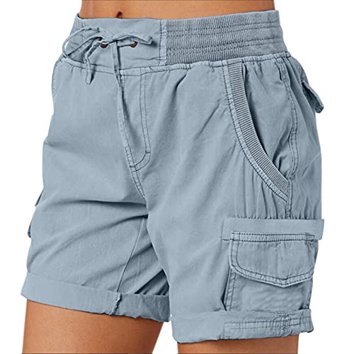 pvucpot Damen Cargo Shorts Militär Kurze Hosen Multi Taschen Hoch Tailliert Freizeithose Outdoorhose Arbeitshose Bermuda Shorts Outdoor Wandern Shorts von pvucpot