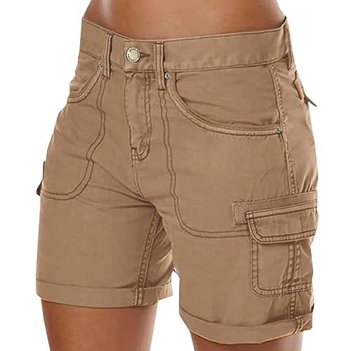 pvucpot Damen Shorts Sommer Casual Kurze Hosen Tunnelzug Elastische Stoffhose Hotpants Baumwolle Leinen Strand Shorts mit Taschen Damen Shorts Sommer Mode Lässige von pvucpot