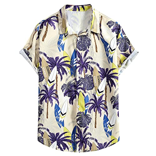 pvucpot Hemd Herren Kurzarm Hawaii Hemd Männer Seide Freizeithemden für Herren Sommer Sommerhemd Herren Bunt Hemd Herren Regular Fit Hemd Herren Kurzarm Muster Hemd Herren Casual Urlaub von pvucpot