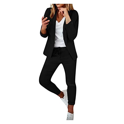 pvucpot Hosenanzüge für Damen,2-teilig Anzug Karo Einfarbig Zweiteiler Slimfit Festlich Sportlich Hosenanzug Streetwear Hosenanzug Damen Elegant Business Anzug Set Hosenanzug Blazer Hose,Blazer Damen von pvucpot