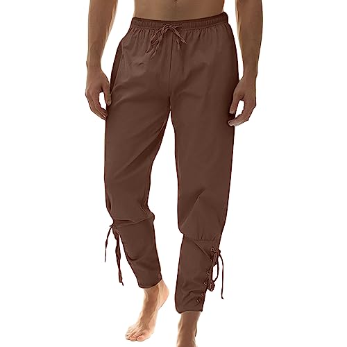 pvucpot Mittelalter Hose Herren, Wikinger Hose Herren Vintage Freizeithose Mittelalter Kleid Hose Herren, Piratenhose Herren Renaissance Steampunk Hose für Halloween und Mottoparty Damen von pvucpot