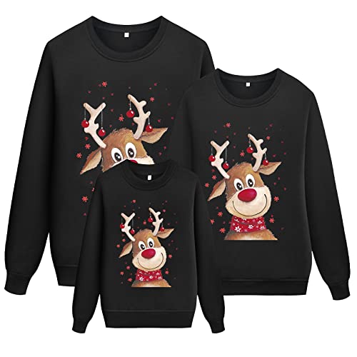 pvucpot Weihnachten Pullover Set Partnerlook Pärchen Weihnachtspullover Familie Set Gestrickte Pullover Strickpullover Winterpullover Weihnachtspullis Sweatshirt Kinder Damen Herren Damen von pvucpot