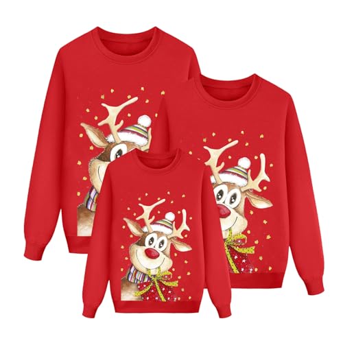 pvucpot Weihnachten Pullover Set Partnerlook Pärchen Weihnachtspullover Familie Set Gestrickte Pullover Strickpullover Winterpullover Weihnachtspullis Sweatshirt Kinder Damen Herren Damen von pvucpot