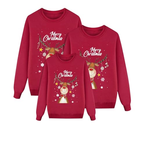 pvucpot Weihnachten Pullover Set Partnerlook Pärchen Weihnachtspullover Familie Set Gestrickte Pullover Strickpullover Winterpullover Weihnachtspullis Sweatshirt Kinder Damen Herren Kinder von pvucpot