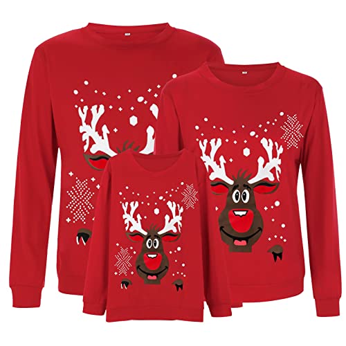 pvucpot Weihnachten Pullover Set Partnerlook Pärchen Weihnachtspullover Familie Set Gestrickte Pullover Strickpullover Winterpullover Weihnachtspullis Sweatshirt Kinder Damen Herren Set Damen von pvucpot