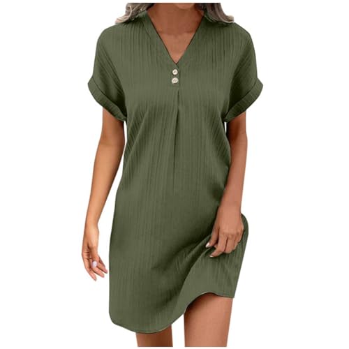 kleid grün damen, Musselin Kleid Damen Sommer Kurzarm Strandkleid Freizeitkleid V-Ausschnitt Casual Sommerkleid Blusenkleid Einfarbig Elegant Midikleid Hemdkleid Leicht Locker Luftig Shirtkleid kleid grün damen, Musselin Kleid Damen Sommer Kurzarm Strandkleid Freizeitkleid V-Ausschnitt Casual Sommerkleid Blusenkleid Einfarbig Elegant Midikleid Hemdkleid Leicht Locker Luftig Shirtkleid von pxjsdwe