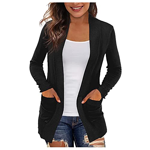 pxjsdwe Cardigan Damen Lang Dünne Sommerjacke Strick Cardigan Leicht Sommer Windjacke Strickjacke Elegant Günstig Outdoorjacke Sweatjacke Bequeme Große Größen mit Taschen Strickmantel Sommermantel von pxjsdwe