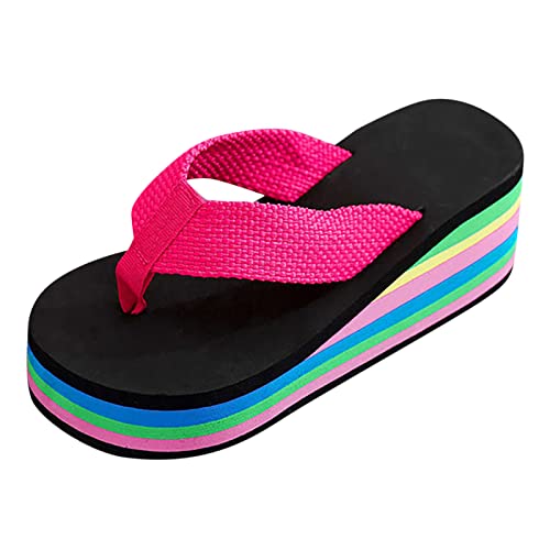 pxjsdwe Damen Pantoletten Bequem Elegant Pantoletten Sandalen Zehentrenner Keilabsatz mit Absatz Hausschuhe Slipper Sommer Flip Flops Plateau Schwarz Strandschuhe Sommerschuhe von pxjsdwe