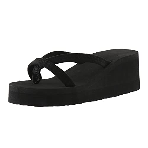 pxjsdwe Damen Pantoletten Bequem Zehentrenner Flip Flops Hausschuhe Elegant Breite Füße Sommer Sandalen Slipper mit Absatz Pantoletten Leichte Keilabsatz Strandschuhe Orthopädische Sandalen von pxjsdwe