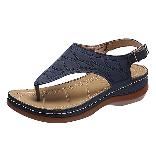 pxjsdwe Pantoletten Damen Bequem mit Absatz Flip Flops Pantoletten Sommer Offene Zehen Zehentrenner Hausschuhe Sandalen Elegant Slipper Schwarz Breite Füße Strandschuhe Orthopädische Sandalen von pxjsdwe