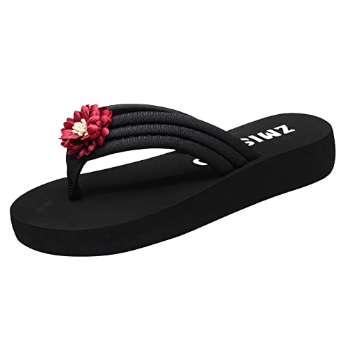 pxjsdwe Pantoletten Damen mit Absatz Zehentrenner Pantoletten Flip Flops Elegant Offene Zehen Sommer Sandalen Hausschuhe Bequem Slipper Schwarz Plateau Orthopädische Sandalen Sommerschuhe von pxjsdwe