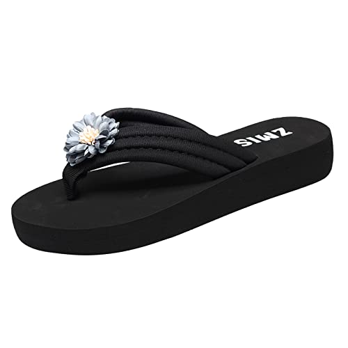 pxjsdwe Pantoletten Damen mit Absatz Zehentrenner Pantoletten Flip Flops Elegant Offene Zehen Sommer Sandalen Hausschuhe Bequem Slipper Schwarz Plateau Orthopädische Sandalen Sommerschuhe von pxjsdwe