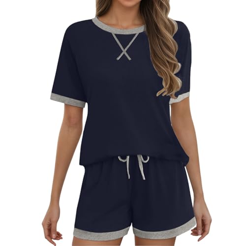 pxjsdwe Pyjama Baumwolle Damen, Sommer Schlafanzug Damen Shorty Kurzarm Schlafanzüge Loungewear Baumwolle Pyjama Set Zweiteiliger mit Taschen Sleepwear Nachtwäsche Hautfreundlich Pyjamaset pxjsdwe Pyjama Baumwolle Damen, Sommer Schlafanzug Damen Shorty Kurzarm Schlafanzüge Loungewear Baumwolle Pyjama Set Zweiteiliger mit Taschen Sleepwear Nachtwäsche Hautfreundlich Pyjamaset von pxjsdwe