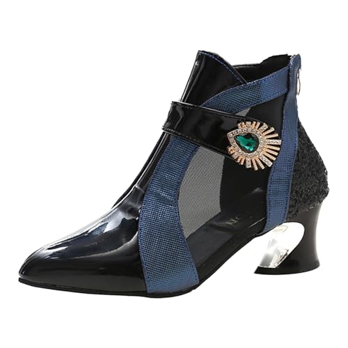 pxjsdwe Sandalen Damen High Heels Elegant mit Absatz Sandalen Abendschuhe Sexy Mesh Atmungsaktiv Sommerschuhe Sandaletten Leichte High Heels Tanzschuhe Hohl Tanzstiefel Schwarz Weiß Mesh Stiefel von pxjsdwe