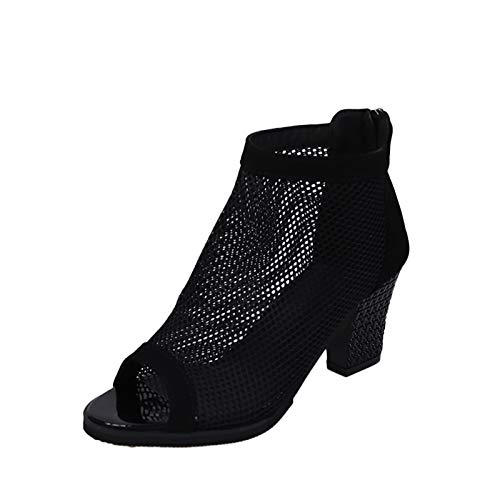 pxjsdwe Sandalen Damen High Heels Mesh Atmungsaktiv High Heels Sommerschuhe Tanzstiefel Elegant mit Absatz Sandalen Abendschuhe Schwarz Sexy Sommerstiefel Bequem Sandaletten Leichte Weiß Mesh Stiefel von pxjsdwe