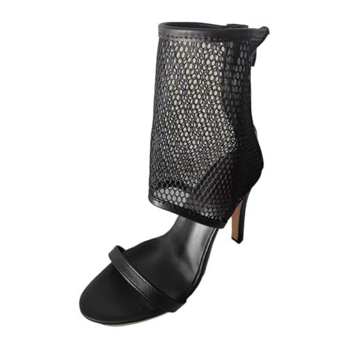 pxjsdwe Sandalen Damen High Heels Mesh Atmungsaktiv High Heels Tanzstiefel Sommerschuhe mit Absatz Sexy Sandaletten Abendschuhe Weiß Elegant Mesh Stiefel Sommer Sandalen Lässige Leichte Freizeitschuhe von pxjsdwe