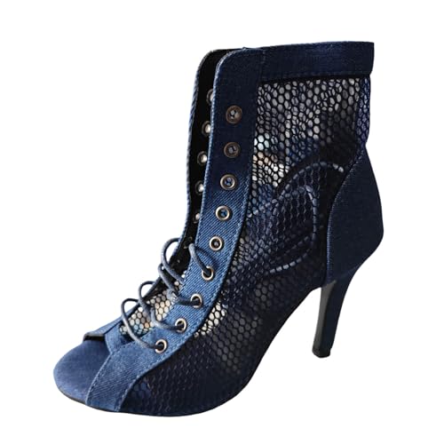 pxjsdwe Sandalen Damen High Heels Mesh Atmungsaktiv mit Absatz Tanzstiefel Abendschuhe High Heels Sexy Sommerschuhe Sandalen Sommer Elegant Mesh Stiefel Bequem Sandaletten Lässige Weiß Sommerstiefel von pxjsdwe