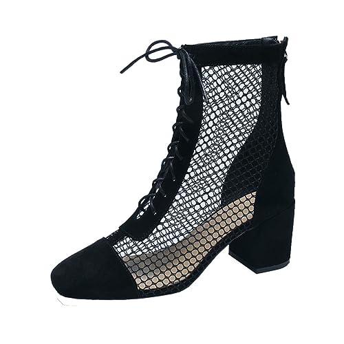 pxjsdwe Sandalen Damen High Heels Sexy mit Absatz Sandalen Tanzstiefel Mesh Atmungsaktiv High Heels Abendschuhe Sommerschuhe Sommer Elegant Mesh Stiefel Weiß Sandaletten Hohl Leichte Freizeitschuhe von pxjsdwe