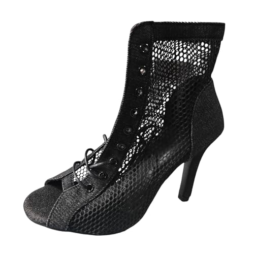 pxjsdwe Sandalen Damen High Heels mit Absatz Sandalen Abendschuhe Mesh Atmungsaktiv Sexy Tanzstiefel Sommerschuhe Weiß Elegant Mesh Stiefel Leichte Sandaletten Hohl Lässige Sommerstiefel von pxjsdwe