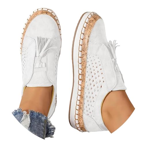 pxjsdwe Schuhe Damen Sommer Leicht Plateau Sneaker Laufschuhe Quasten Bequeme Slip On Freizeitschuhe Sportschuhe Mesh Atmungsaktiv Walkingschuhe Orthopädische Schuhe Breite Füße rutschfest Turnschuhe von pxjsdwe