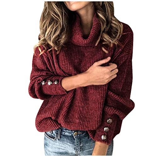 qiaoxiahe Strickpullover Sweater Rollkragen Pullover Kuscheliger Jumper Strick Pulli Sweatshirt Hoher Kragen Pullover Langarm Winter Elegante Warm Winterpullover Strickpulli Sweater lässig Outwear von qiaoxiahe