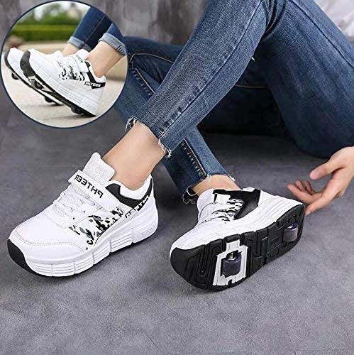 qmj Schuhe Mit Rollen Rollschuhe Turnschuhe Mit Rädern Sport Sneaker Einziehbare Rollschuhe Für Mädchen Jungen Kinder Geschenk,White-38 von qmj