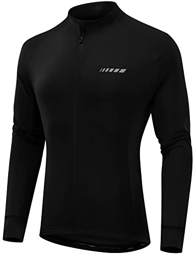 qualidyne Herren-Winter-Fahrradtrikot, langärmelig, Fleece, Thermo-Fahrradjacke, durchgehender Reißverschluss, für kaltes Wetter, Schwarz, L von qualidyne