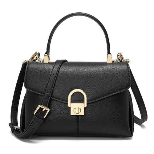 quipuda Handtasche Damen Klein，Umhängetasche Damen, Leder Crossbody Bag Damen ，2 Fächer，Kommt mit abnehmbarem Schultergurt (Schwarz) von quipuda