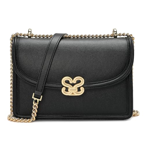 quipuda Umhängetaschen für Damen, Crossbody-Tasche für Damen, aus Leder, mit verzinkten Metallstreifen, mit verstellbarem Schultergurt, Schwarz, Schwarz , 26*18*8 CM von quipuda