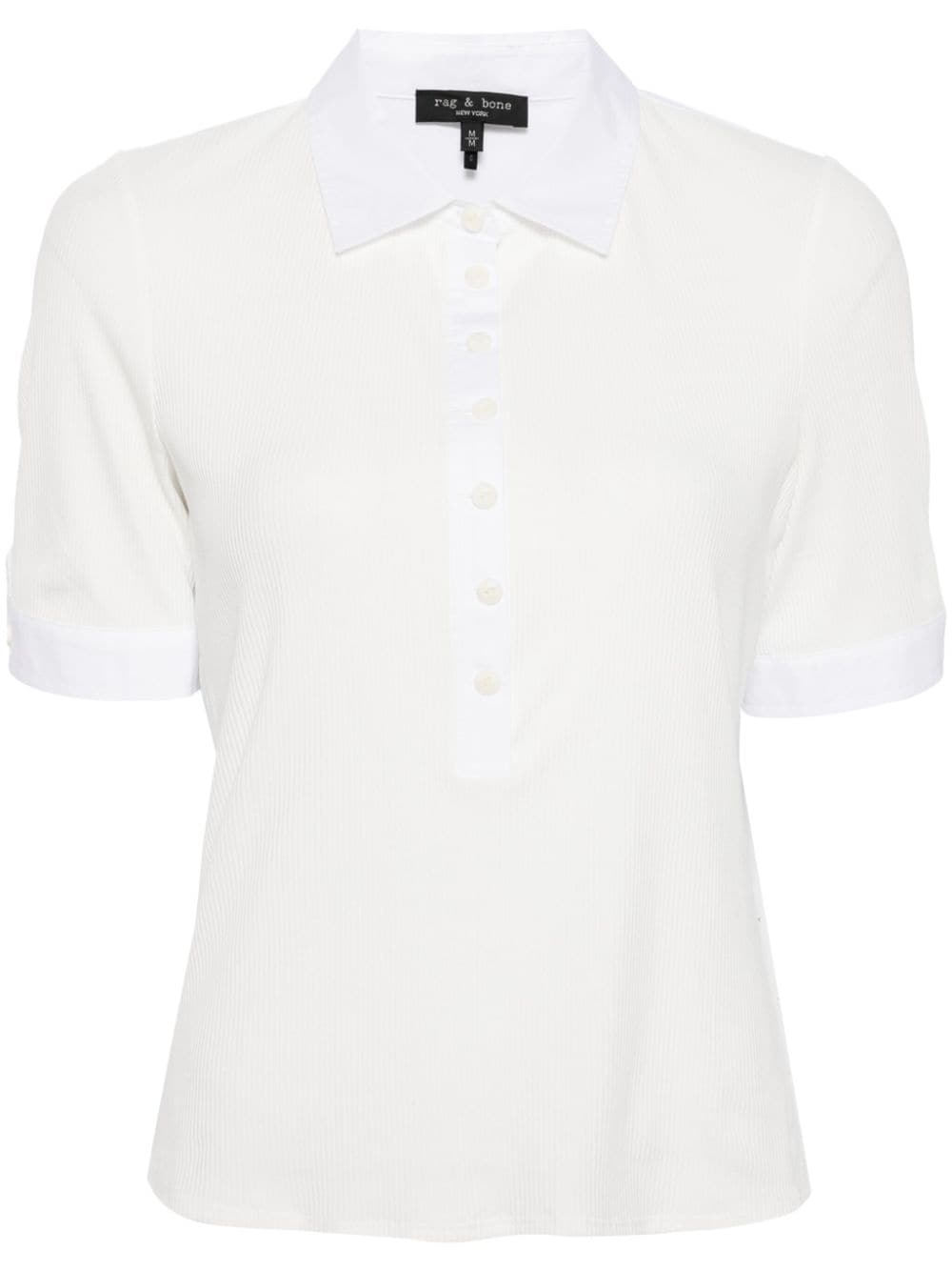 rag & bone Geripptes Poloshirt - Weiß von rag & bone