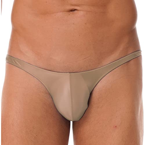 ranrann Herren String Tanga Sexy Slips Höschen Bikinihose Trunks Thong Nylon Unerwäsche Einfarbig Badeslip Badehose Low Rise Braun M von ranrann