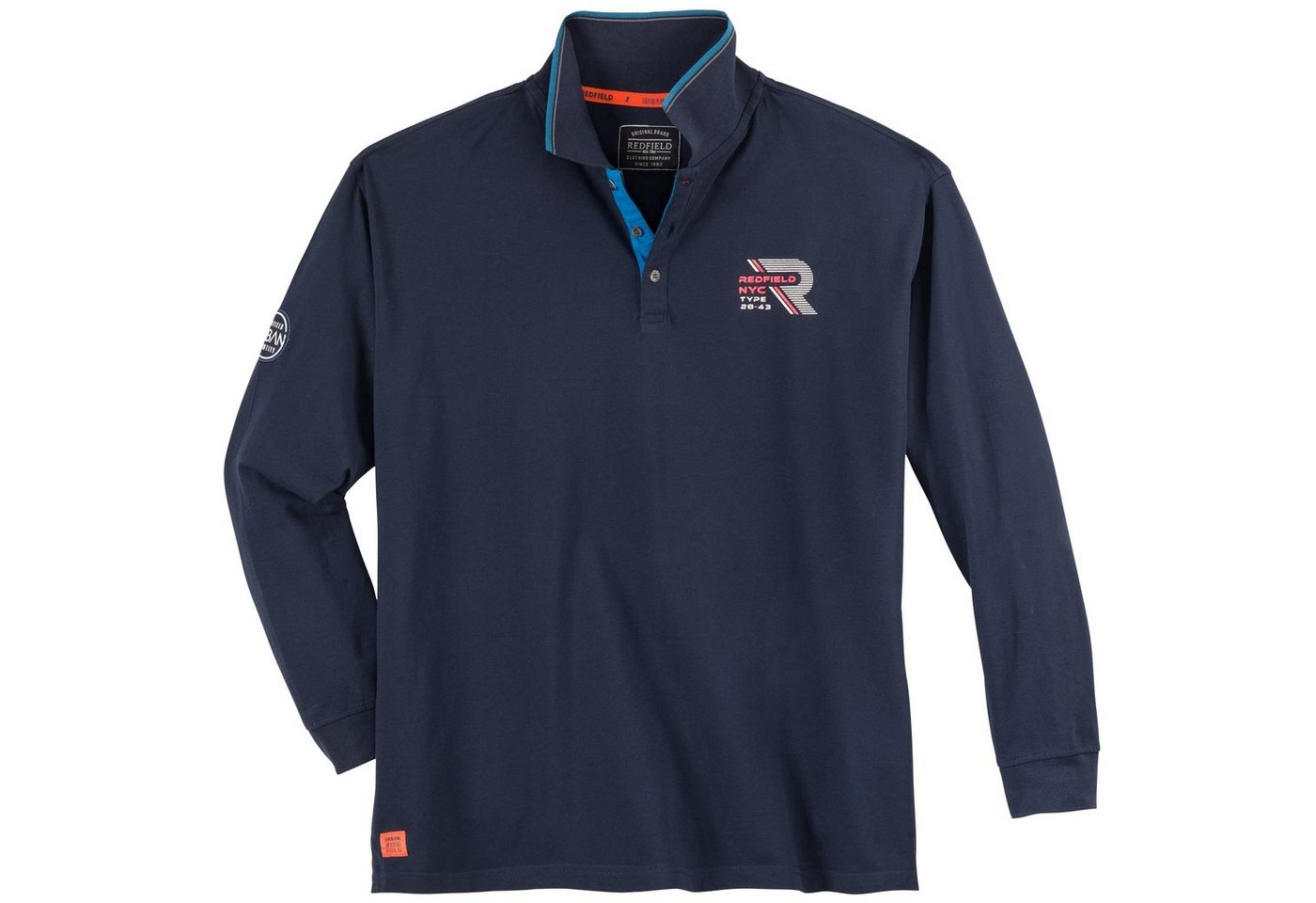 redfield Langarm-Poloshirt Große Größen Herren Langarm-Poloshirt navy sportiv Redfield von redfield