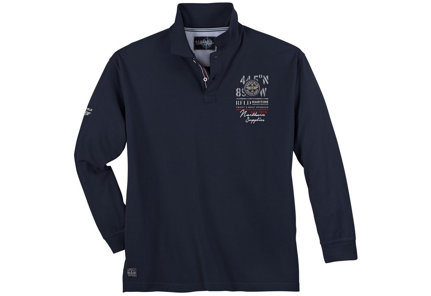 redfield Langarm-Poloshirt Große Größen Herren Redfield Langarm-Poloshirt maritim navy von redfield