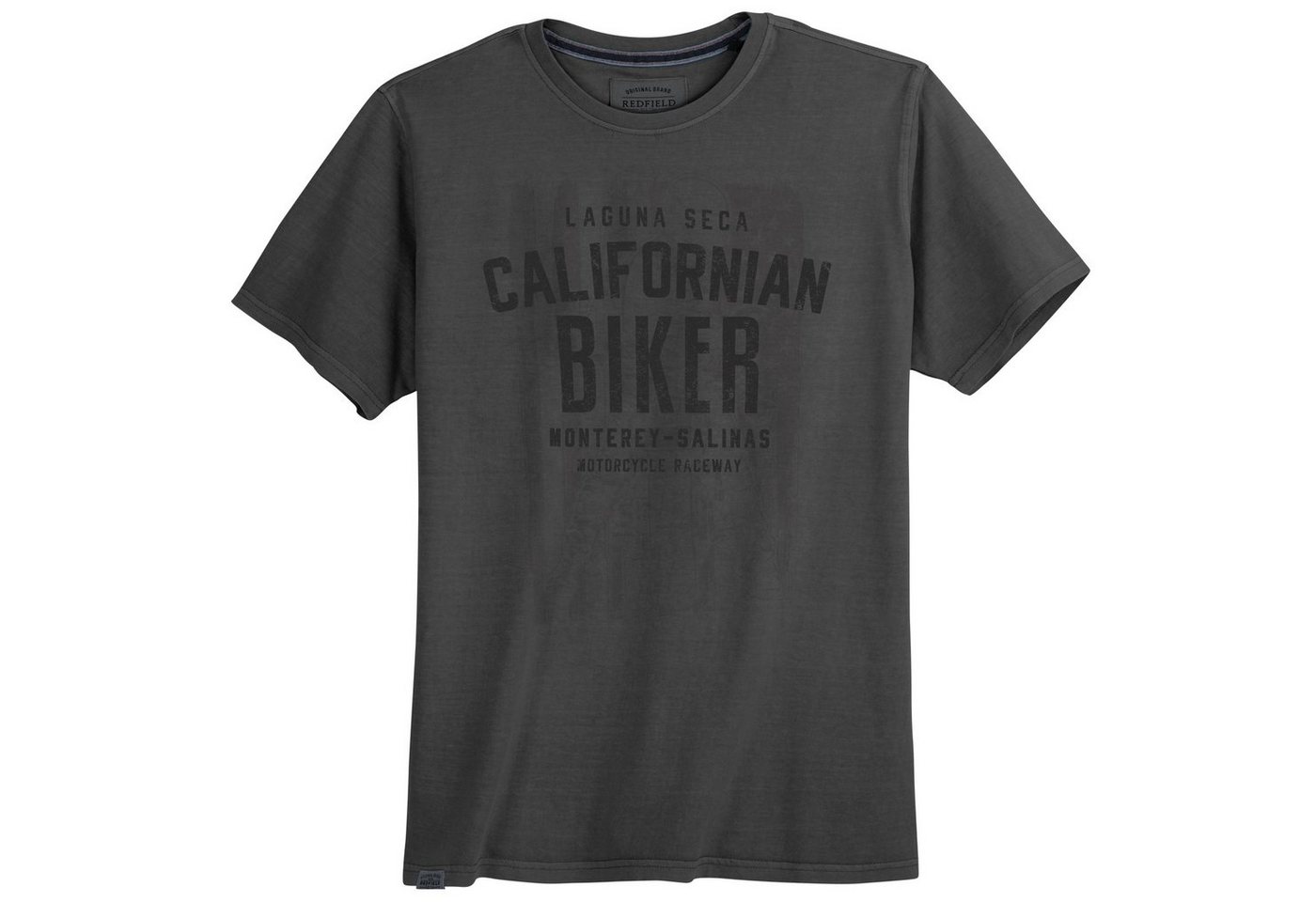 redfield Rundhalsshirt Große Größen Herren T-Shirt schwarz Print Californian Biker Redfield von redfield