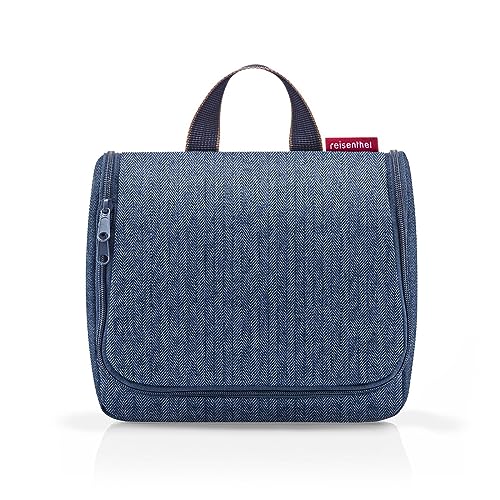 reisenthel Toiletbag Praktische Kulturtasche mit Haken, wasserabweisendes Material - Herrinbone dark blue von reisenthel