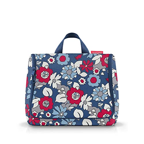 reisenthel toiletbag XL Florist Indigo - praktischer Kulturbeutel mit Haken, wasserabweisendes Material von reisenthel